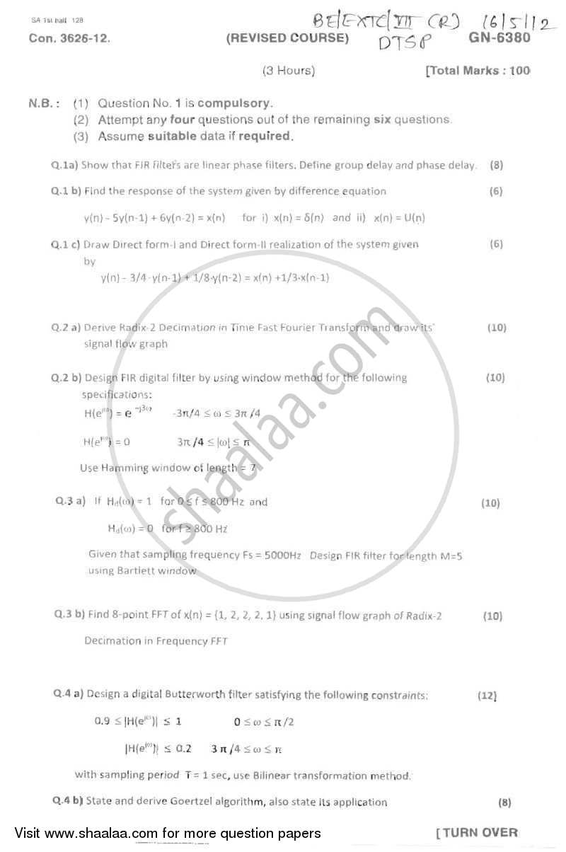 Discrete Time Signal Processing 2011-2012 - B.E. - Semester 7 (BE Fourth Year) - University of Mumbai question paper with PDF download