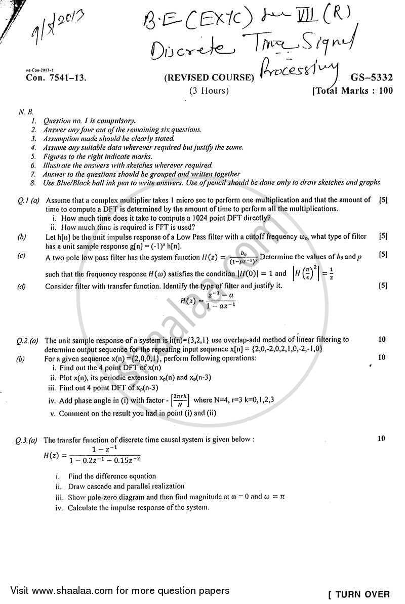 Discrete Time Signal Processing 2012-2013 - B.E. - Semester 7 (BE Fourth Year) - University of Mumbai question paper with PDF download