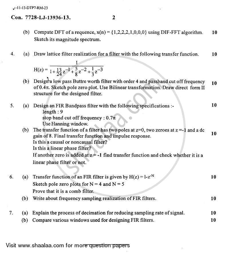 Discrete Time Signal Processing 2013-2014 - B.E. - Semester 7 (BE Fourth Year) - University of Mumbai question paper with PDF download