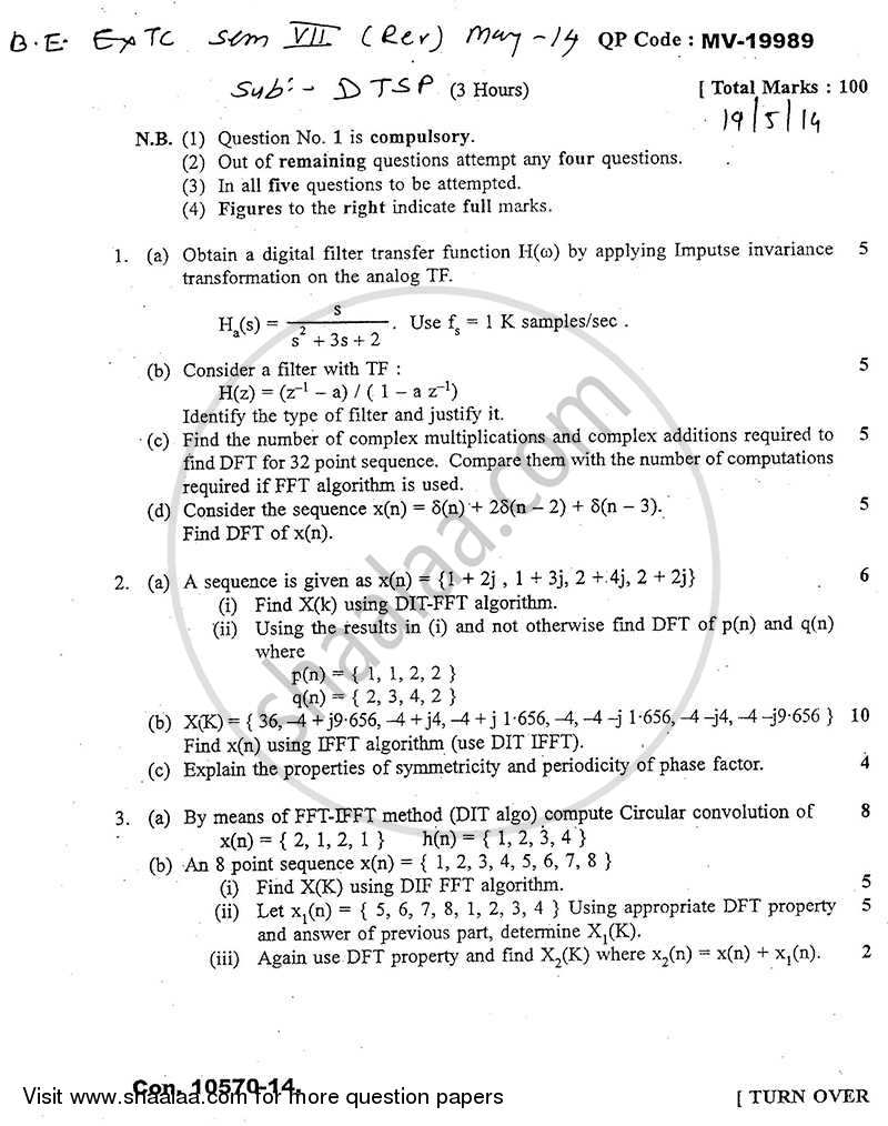 Discrete Time Signal Processing 2013-2014 - B.E. - Semester 7 (BE Fourth Year) - University of Mumbai question paper with PDF download