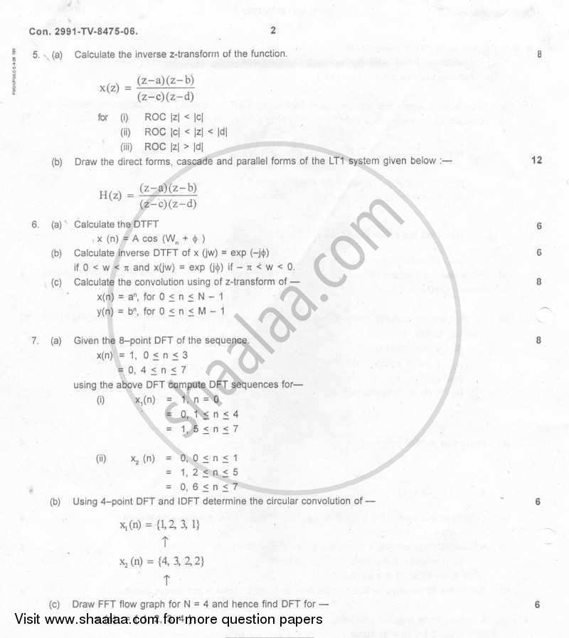 Discrete Time Signal and System 2005-2006 - B.E. - Semester 6 (TE Third Year) - University of Mumbai question paper with PDF download