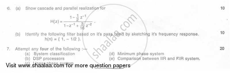 Discrete Time Signal and System 2006-2007 - B.E. - Semester 6 (TE Third Year) - University of Mumbai question paper with PDF download