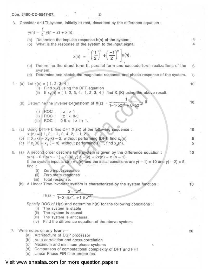 Discrete Time Signal and System 2007-2008 - B.E. - Semester 6 (TE Third Year) - University of Mumbai question paper with PDF download
