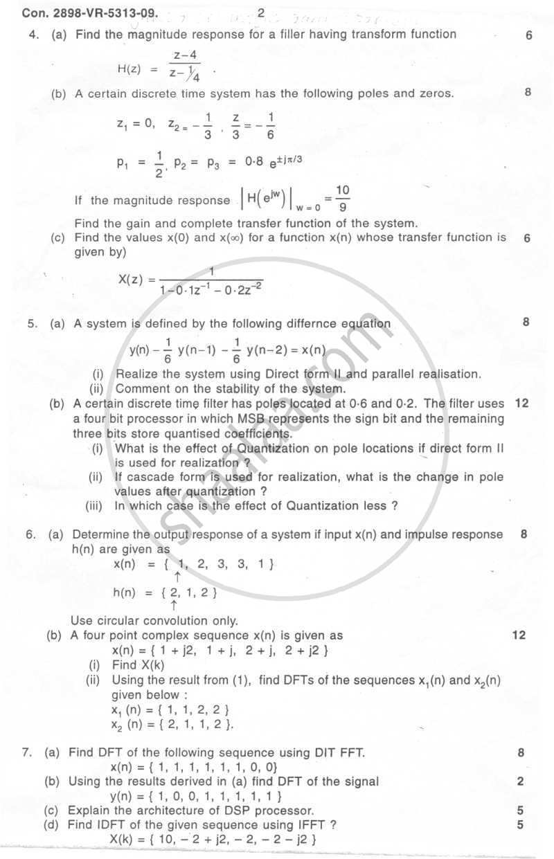 Discrete Time Signal and System 2008-2009 - B.E. - Semester 6 (TE Third Year) - University of Mumbai question paper with PDF download