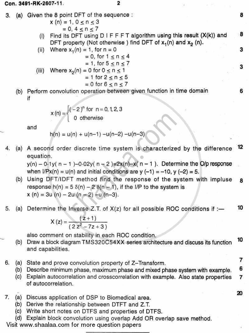Discrete Time Signal and System 2010-2011 - B.E. - Semester 6 (TE Third Year) - University of Mumbai question paper with PDF download
