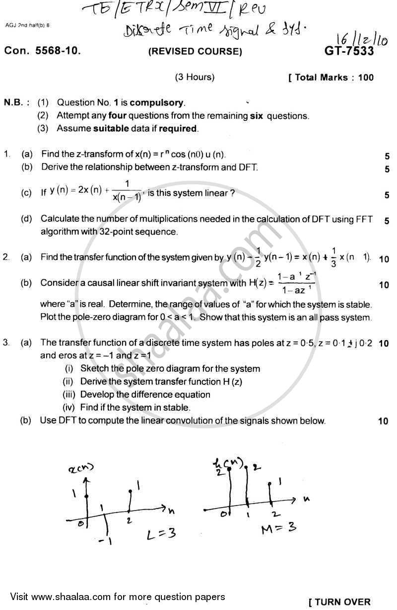 Discrete Time Signal and System 2010-2011 - B.E. - Semester 6 (TE Third Year) - University of Mumbai question paper with PDF download