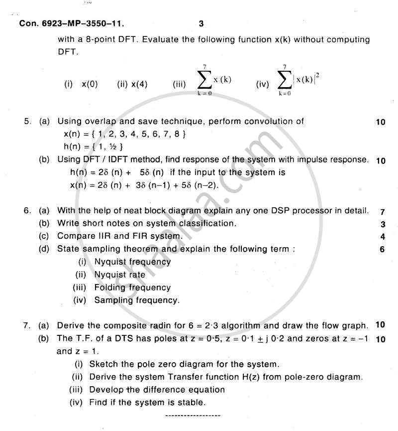 Discrete Time Signal and System 2011-2012 - B.E. - Semester 6 (TE Third Year) - University of Mumbai question paper with PDF download