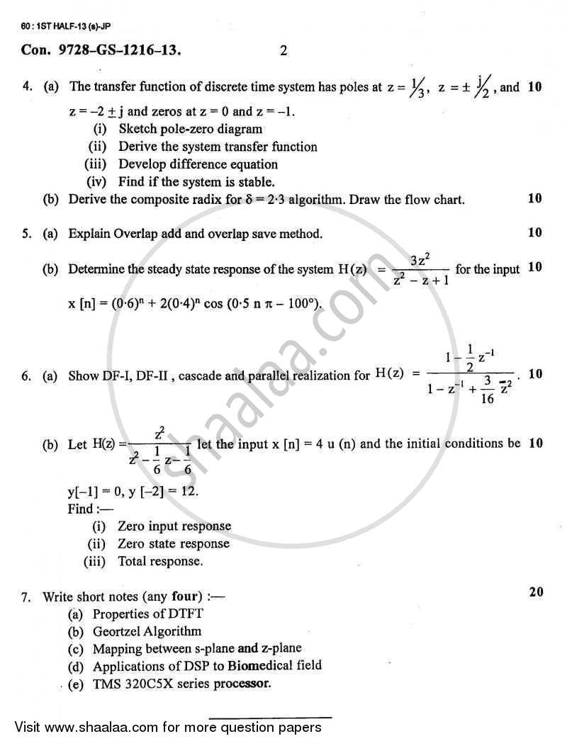 Discrete Time Signal and System 2012-2013 - B.E. - Semester 6 (TE Third Year) - University of Mumbai question paper with PDF download