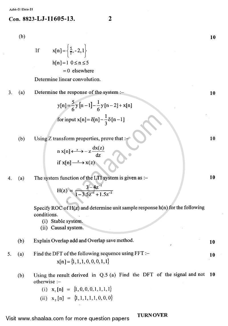 Discrete Time Signal and System 2013-2014 - B.E. - Semester 6 (TE Third Year) - University of Mumbai question paper with PDF download