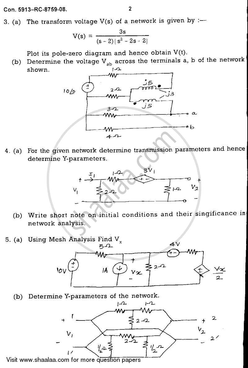 Electrical Network Analysis and Synthesis 2008-2009 - B.E. - Semester 3 (SE Second Year) - University of Mumbai question paper with PDF download