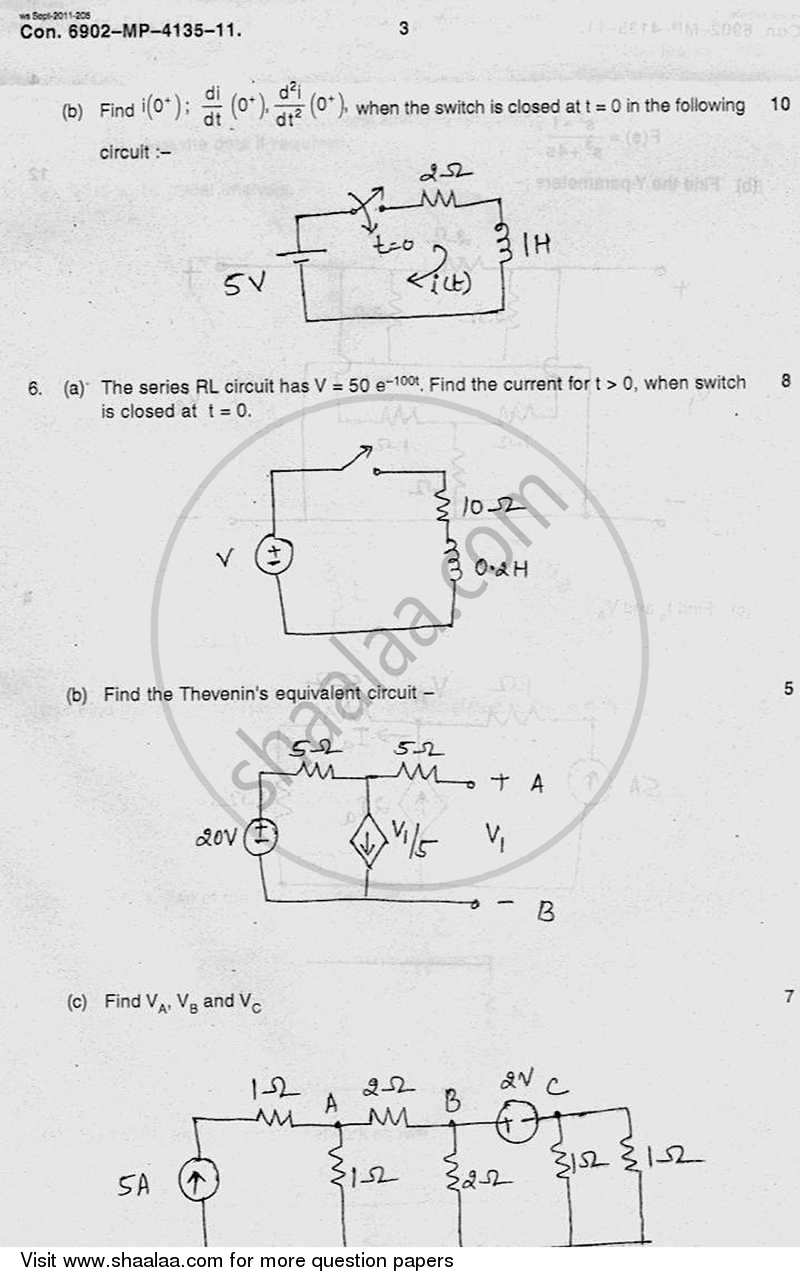 Electrical Network Analysis and Synthesis 2011-2012 - B.E. - Semester 3 (SE Second Year) - University of Mumbai question paper with PDF download