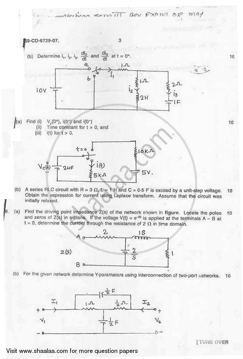 Electrical Network Analysis and Synthesis 2008-2009 - B.E. - Semester 3 (SE Second Year) - University of Mumbai question paper with PDF download