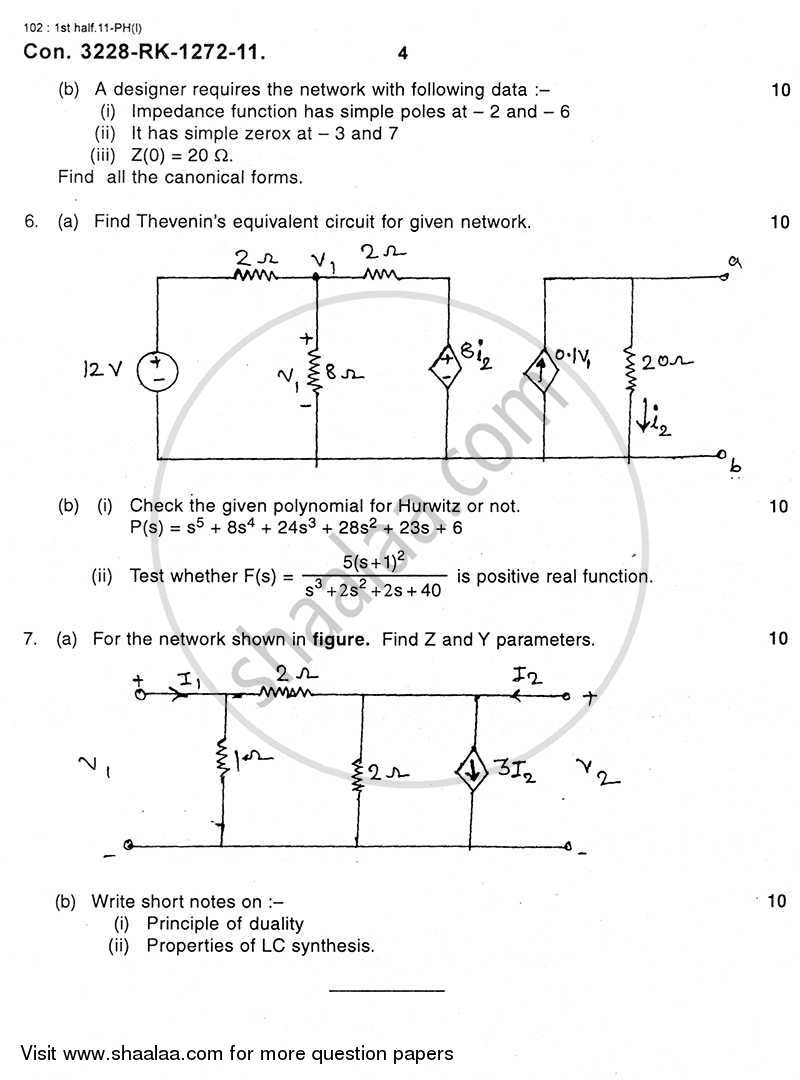 Electrical Network Analysis and Synthesis 2010-2011 - B.E. - Semester 3 (SE Second Year) - University of Mumbai question paper with PDF download