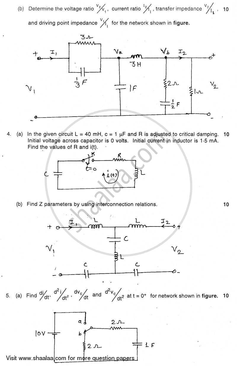 Electrical Network Analysis and Synthesis 2010-2011 - B.E. - Semester 3 (SE Second Year) - University of Mumbai question paper with PDF download