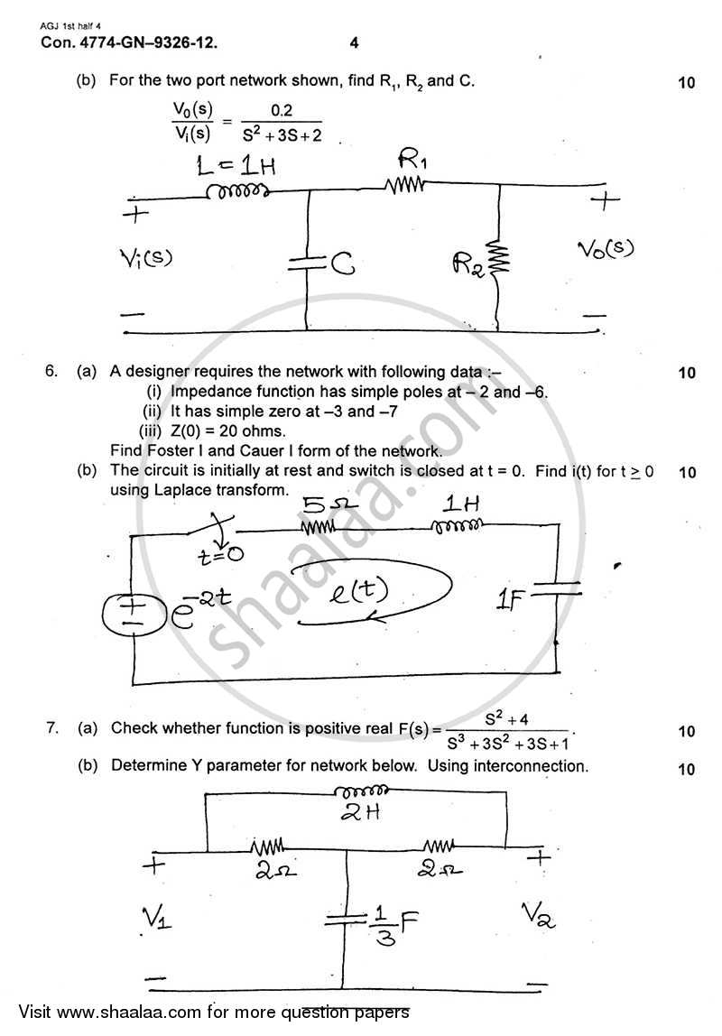 Electrical Network Analysis and Synthesis 2011-2012 - B.E. - Semester 3 (SE Second Year) - University of Mumbai question paper with PDF download