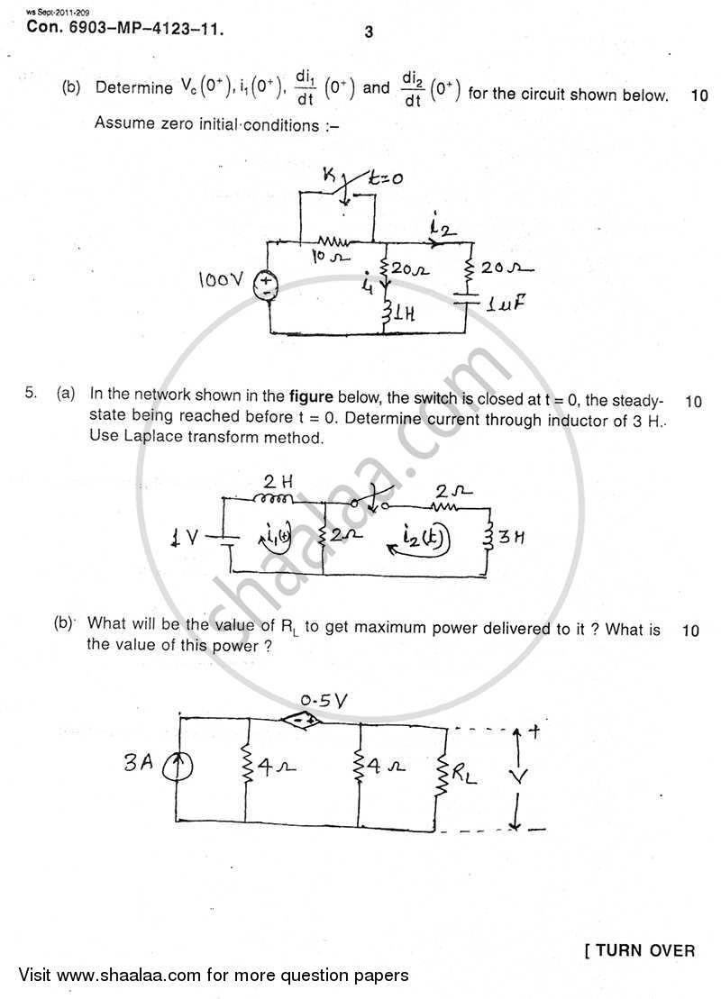 Electrical Network Analysis and Synthesis 2011-2012 - B.E. - Semester 3 (SE Second Year) - University of Mumbai question paper with PDF download