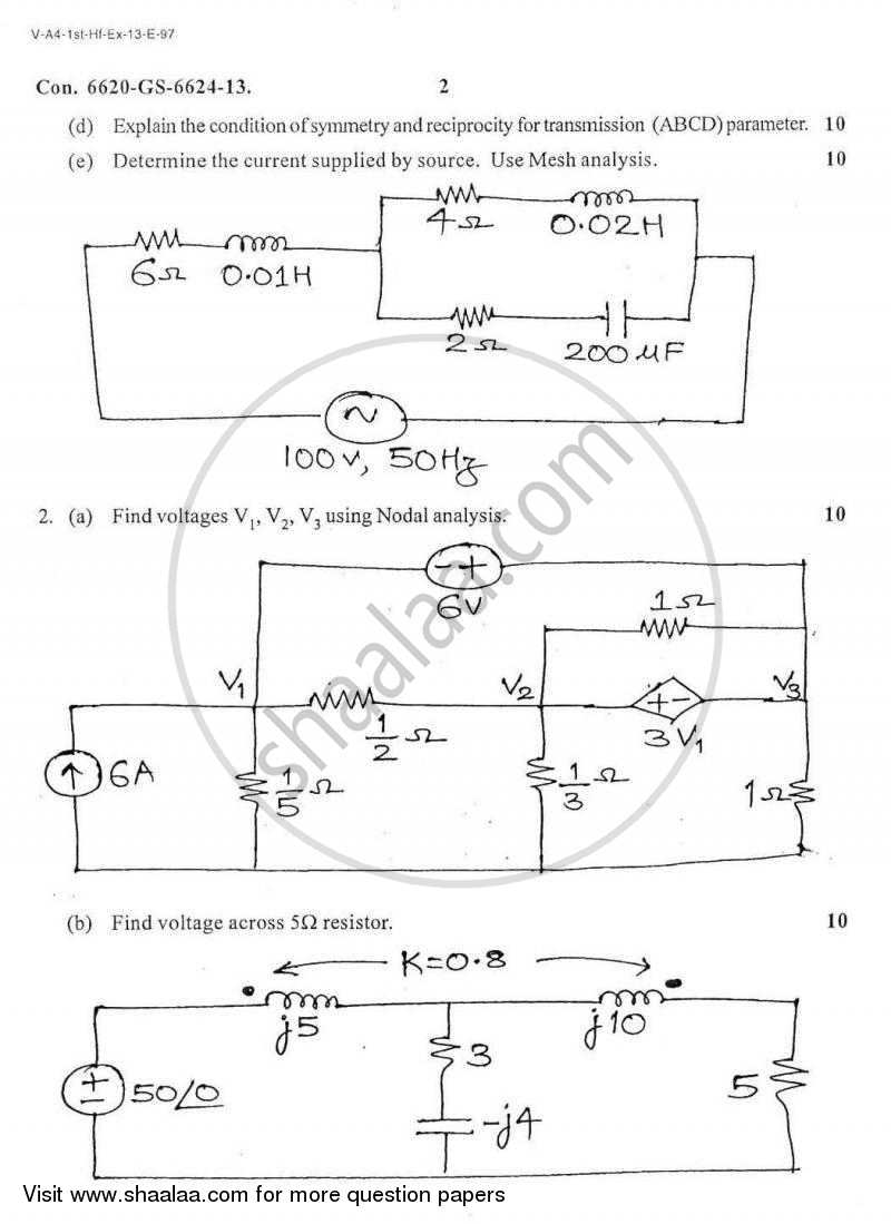 Electrical Networks 1 2012-2013 - B.E. - Semester 3 (SE Second Year) - University of Mumbai question paper with PDF download