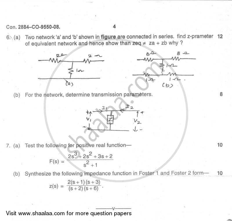 Electrical Networks Analysis and Synthesis 2007-2008 - B.E. - Semester 3 (SE Second Year) - University of Mumbai question paper with PDF download