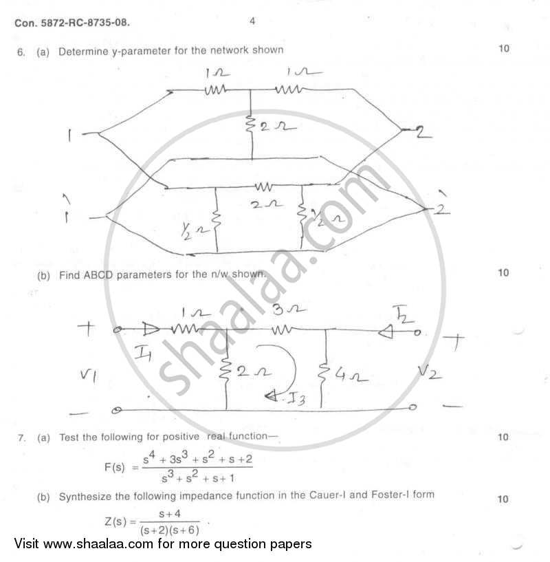Electrical Networks Analysis and Synthesis 2008-2009 - B.E. - Semester 3 (SE Second Year) - University of Mumbai question paper with PDF download