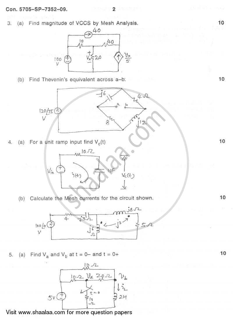 Electrical Networks Analysis and Synthesis 2009-2010 - B.E. - Semester 3 (SE Second Year) - University of Mumbai question paper with PDF download