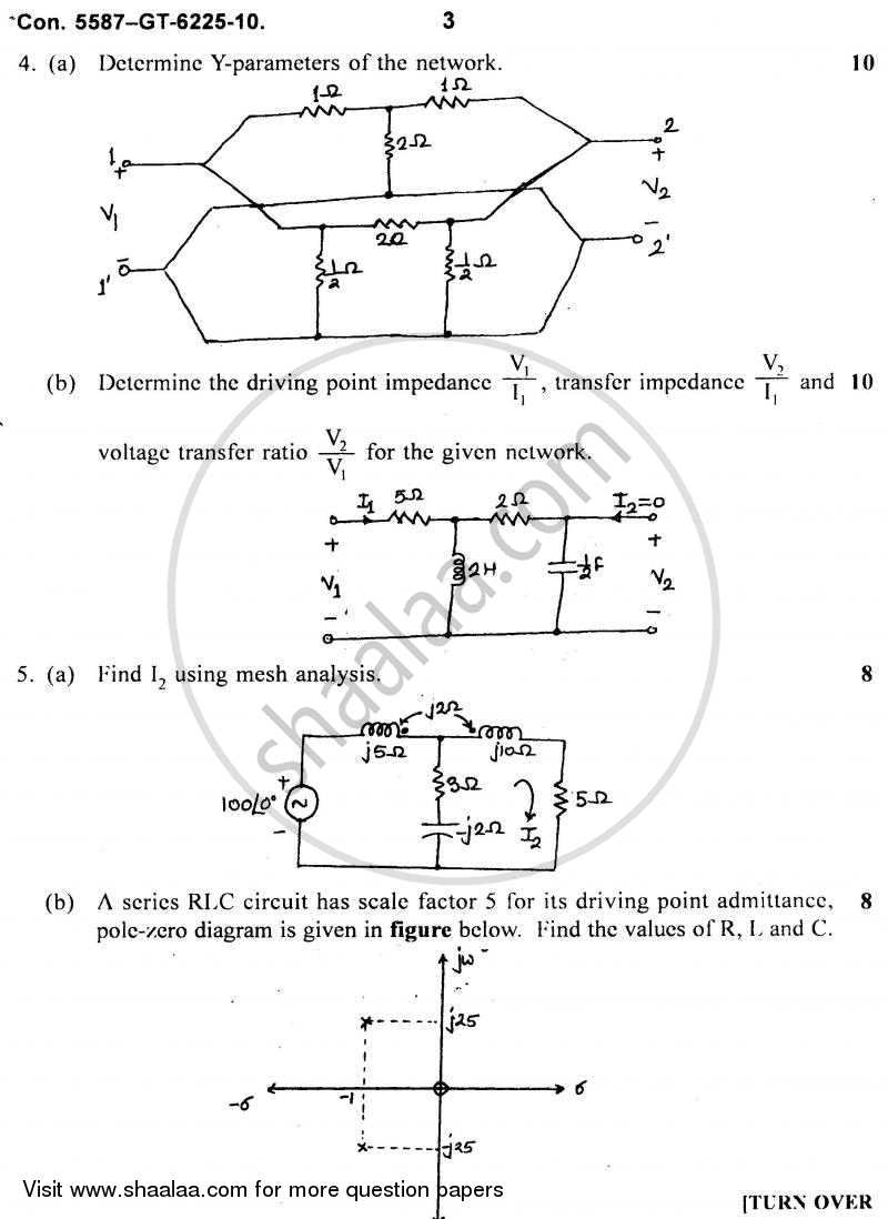 Electrical Networks Analysis and Synthesis 2010-2011 - B.E. - Semester 3 (SE Second Year) - University of Mumbai question paper with PDF download