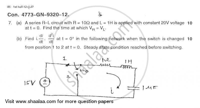 Electrical Networks Analysis and Synthesis 2011-2012 - B.E. - Semester 3 (SE Second Year) - University of Mumbai question paper with PDF download