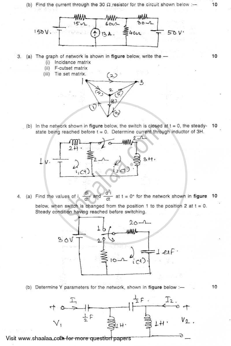 Electrical Networks Analysis and Synthesis 2011-2012 - B.E. - Semester 3 (SE Second Year) - University of Mumbai question paper with PDF download