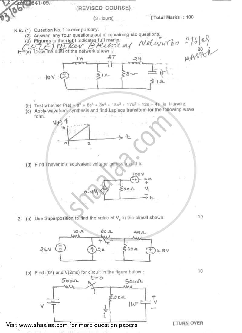 Electrical Networks 2008-2009 - B.E. - Semester 3 (SE Second Year) - University of Mumbai question paper with PDF download