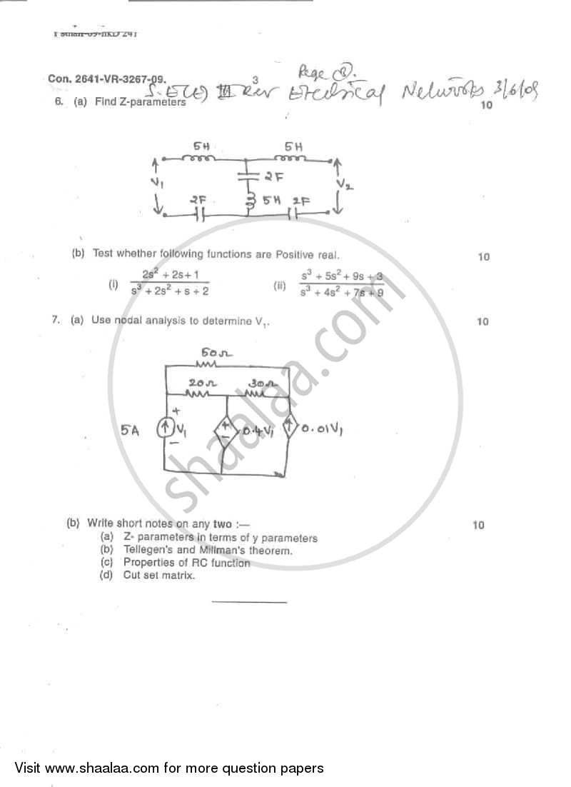 Electrical Networks 2008-2009 - B.E. - Semester 3 (SE Second Year) - University of Mumbai question paper with PDF download