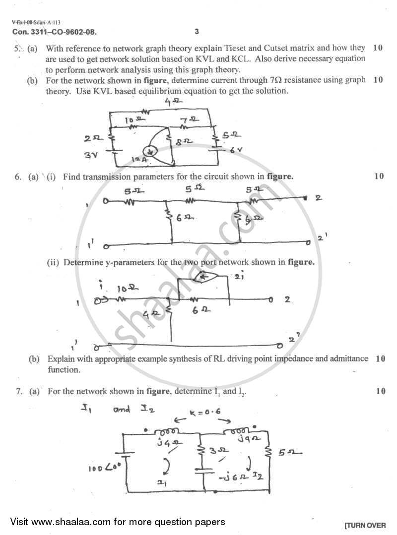 Electrical Networks 2007-2008 - B.E. - Semester 3 (SE Second Year) - University of Mumbai question paper with PDF download