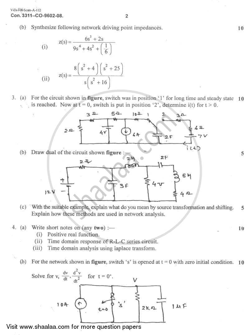 Electrical Networks 2007-2008 - B.E. - Semester 3 (SE Second Year) - University of Mumbai question paper with PDF download