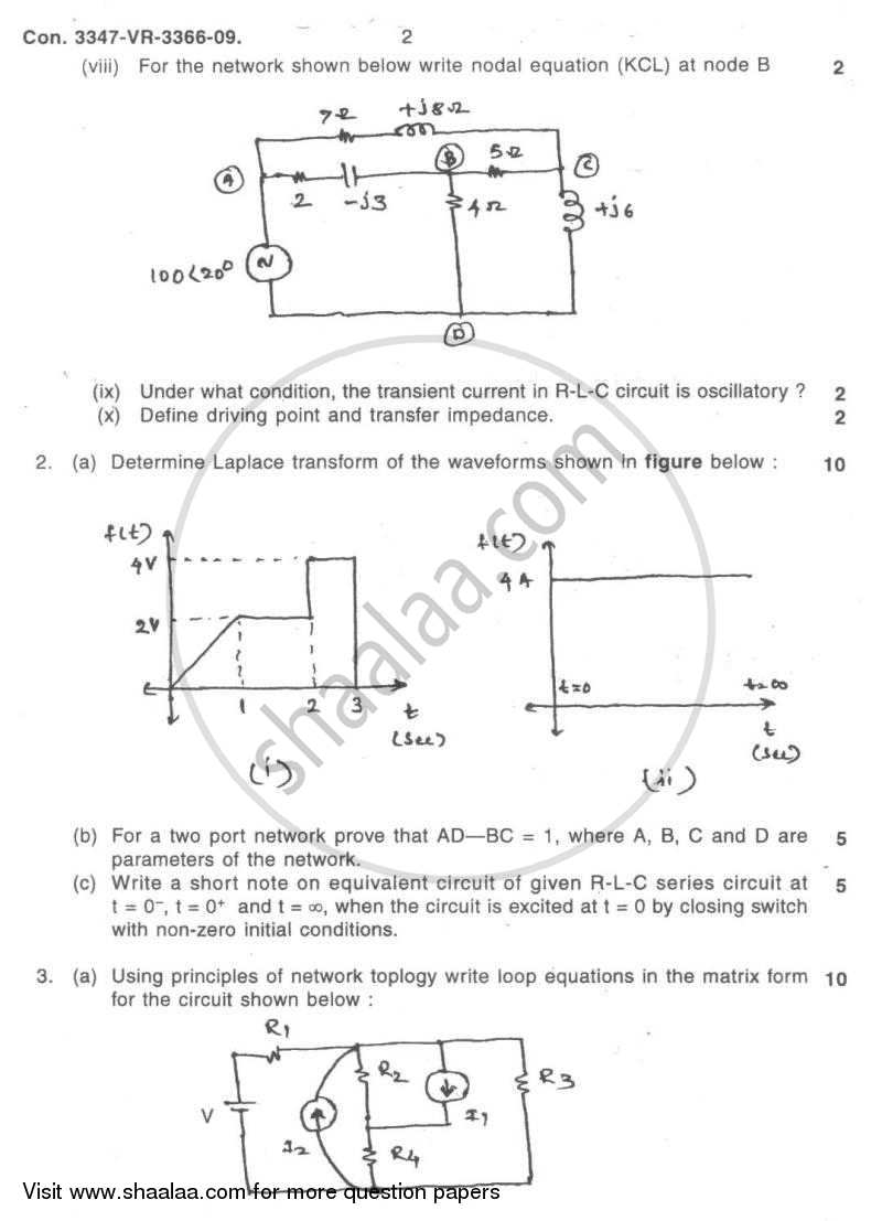 Electrical Networks 2008-2009 - B.E. - Semester 3 (SE Second Year) - University of Mumbai question paper with PDF download