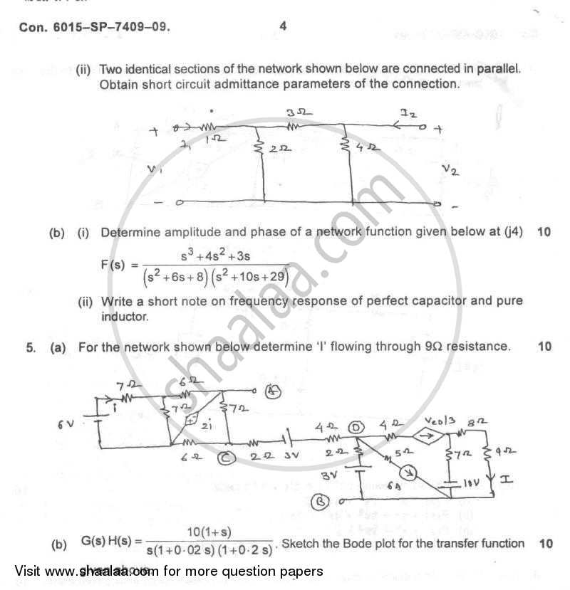 Electrical Networks 2009-2010 - B.E. - Semester 3 (SE Second Year) - University of Mumbai question paper with PDF download
