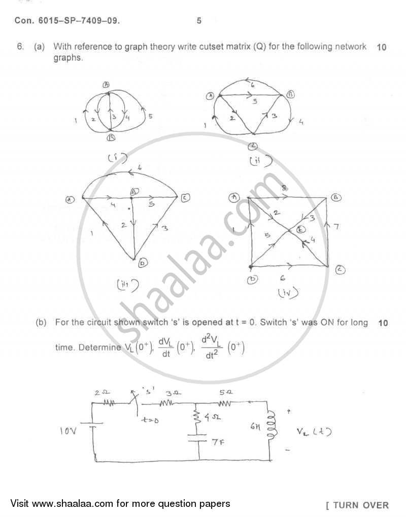 Electrical Networks 2009-2010 - B.E. - Semester 3 (SE Second Year) - University of Mumbai question paper with PDF download