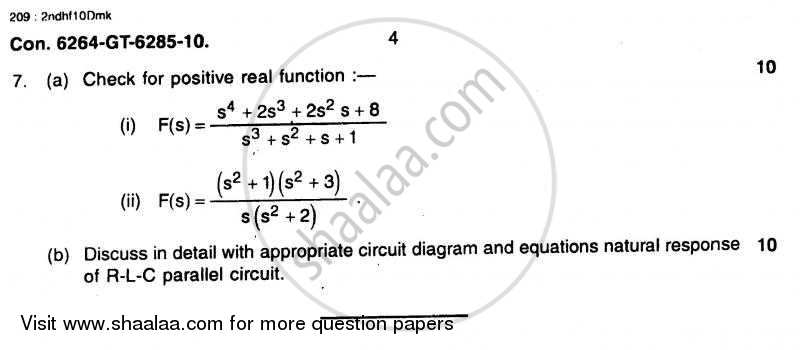 Electrical Networks 2010-2011 - B.E. - Semester 3 (SE Second Year) - University of Mumbai question paper with PDF download