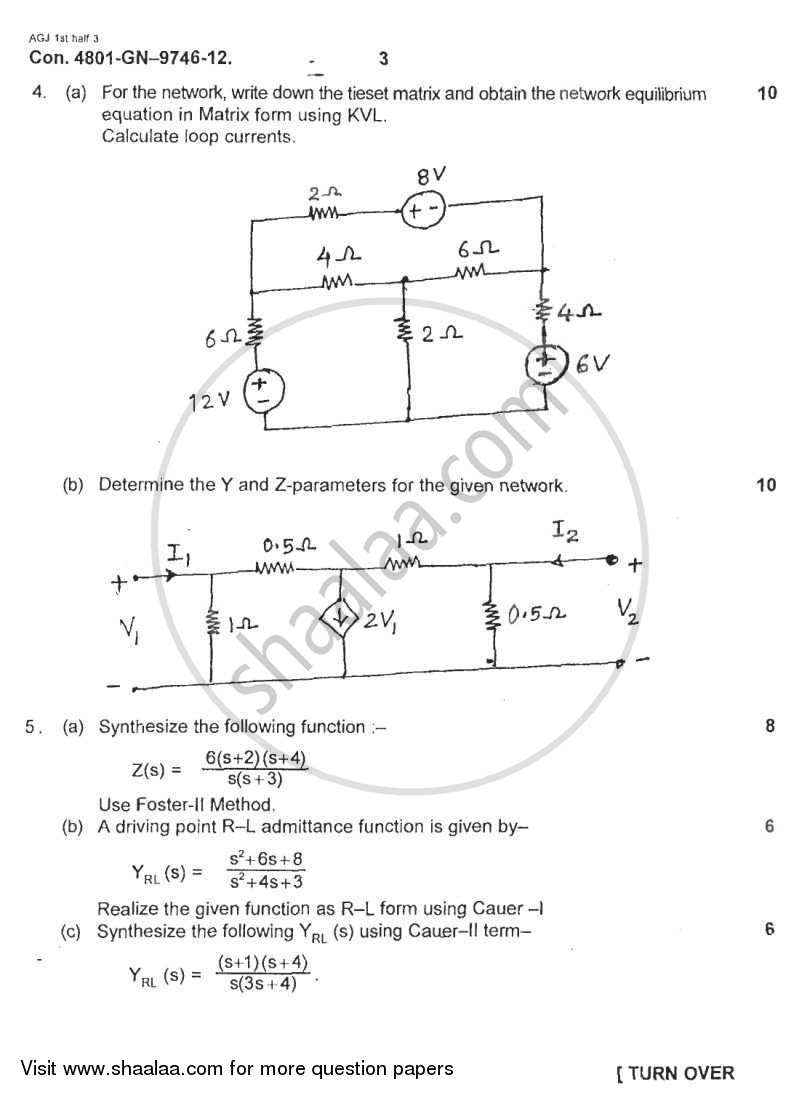 Electrical Networks 2011-2012 - B.E. - Semester 3 (SE Second Year) - University of Mumbai question paper with PDF download