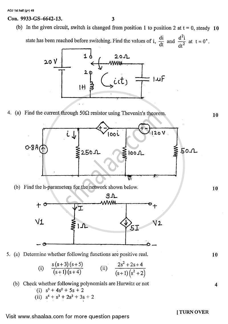 Electrical Networks 2012-2013 - B.E. - Semester 3 (SE Second Year) - University of Mumbai question paper with PDF download