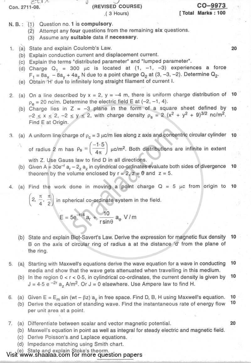 Electromagnetic Engineering 2007-2008 - B.E. - Semester 5 (TE Third Year) - University of Mumbai question paper with PDF download