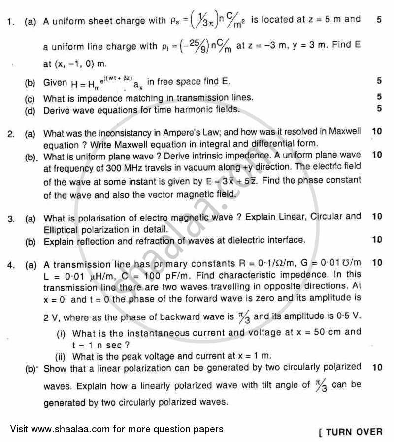 Electromagnetic Engineering 2011-2012 - B.E. - Semester 5 (TE Third Year) - University of Mumbai question paper with PDF download
