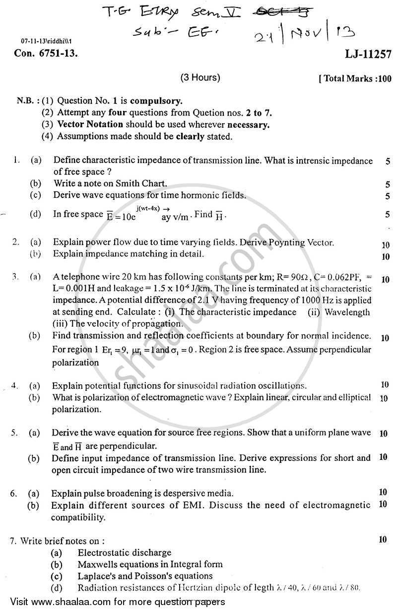 Electromagnetic Engineering 2013-2014 - B.E. - Semester 5 (TE Third Year) - University of Mumbai question paper with PDF download