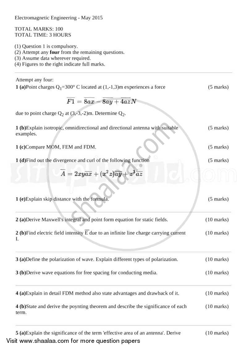 Electromagnetic Engineering 2014-2015 - B.E. - Semester 5 (TE Third Year) - University of Mumbai question paper with PDF download