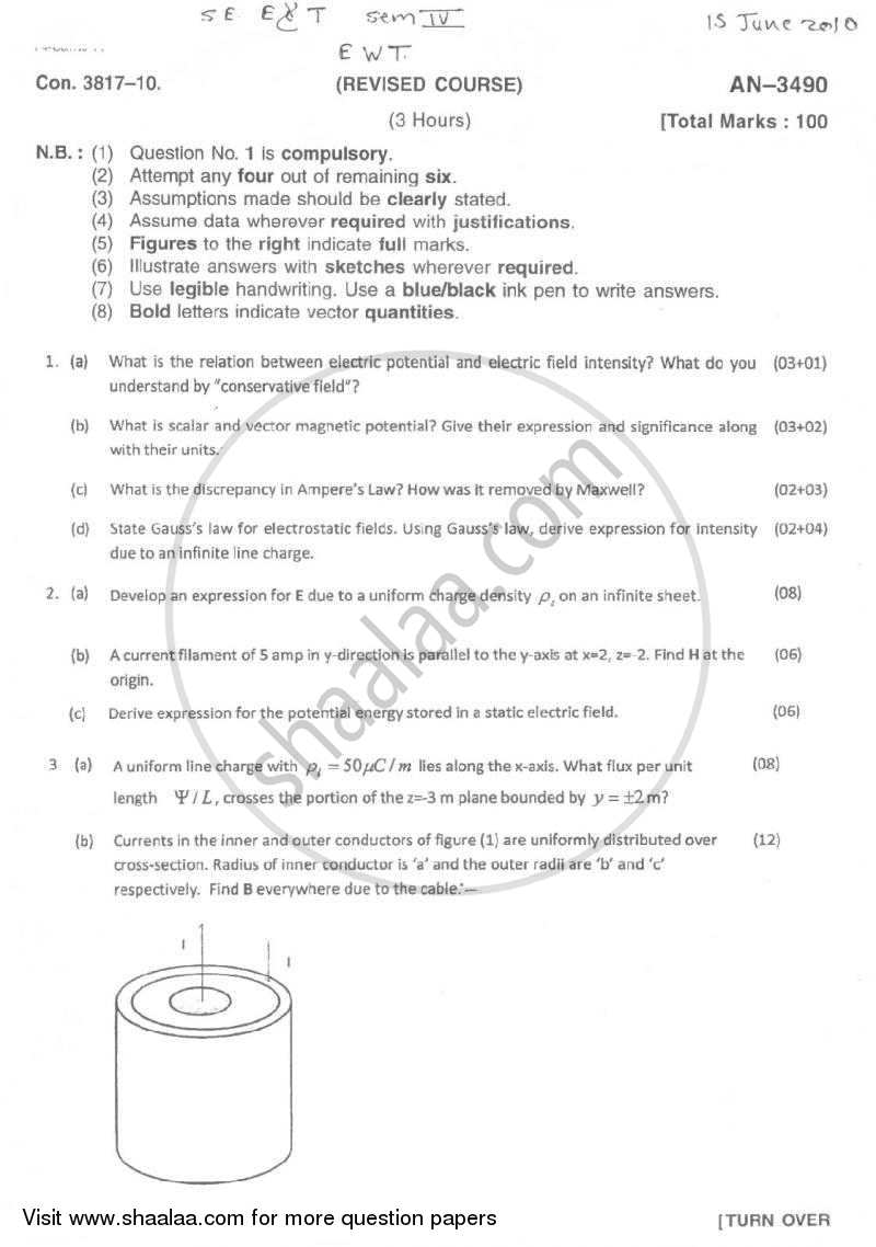 Electromagnetic Wave Theory 2009-2010 - B.E. - Semester 4 (SE Second Year) - University of Mumbai question paper with PDF download