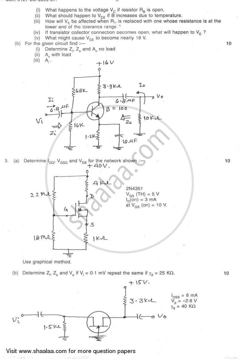 Electronic Circuit Analysis and Design 1 2007-2008 - B.E. - Semester 3 (SE Second Year) - University of Mumbai question paper with PDF download