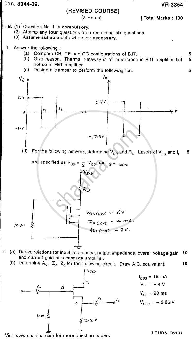 Electronic Circuit Analysis and Design 1 2008-2009 - B.E. - Semester 3 (SE Second Year) - University of Mumbai question paper with PDF download