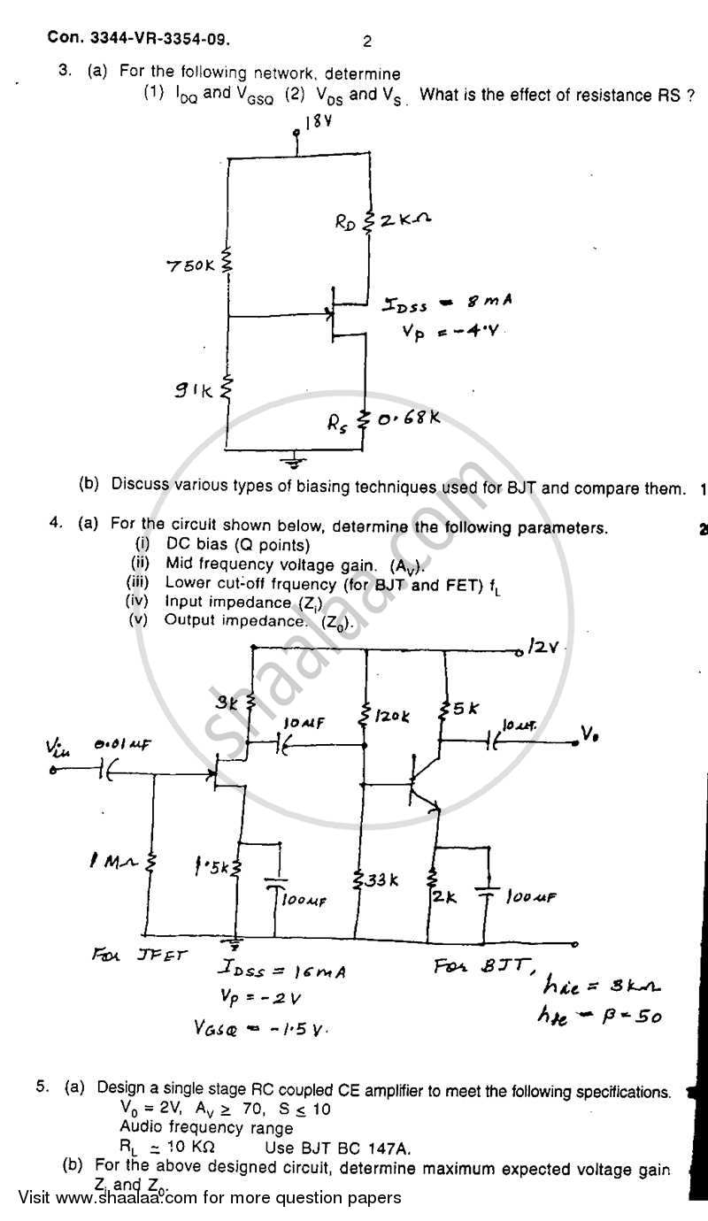 Electronic Circuit Analysis and Design 1 2008-2009 - B.E. - Semester 3 (SE Second Year) - University of Mumbai question paper with PDF download