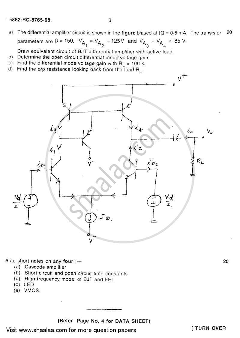 Electronic Circuit Analysis and Design 1 2008-2009 - B.E. - Semester 3 (SE Second Year) - University of Mumbai question paper with PDF download
