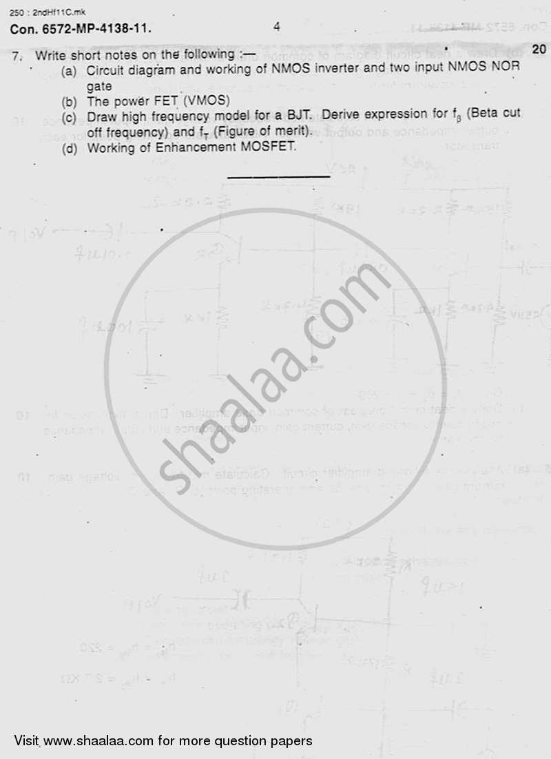 Electronic Circuit Analysis and Design 1 2011-2012 - B.E. - Semester 3 (SE Second Year) - University of Mumbai question paper with PDF download