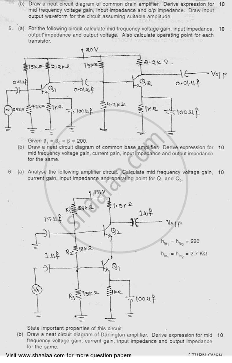 Electronic Circuit Analysis and Design 1 2011-2012 - B.E. - Semester 3 (SE Second Year) - University of Mumbai question paper with PDF download