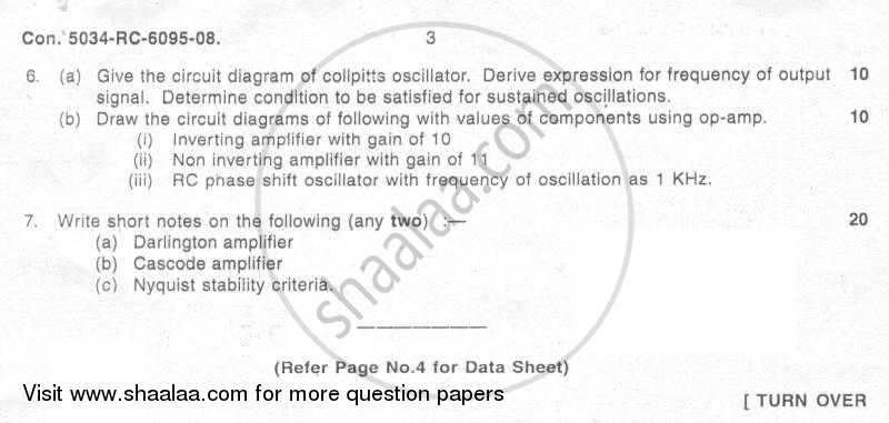 Electronic Circuit Analysis and Design 2008-2009 - B.E. - Semester 4 (SE Second Year) - University of Mumbai question paper with PDF download