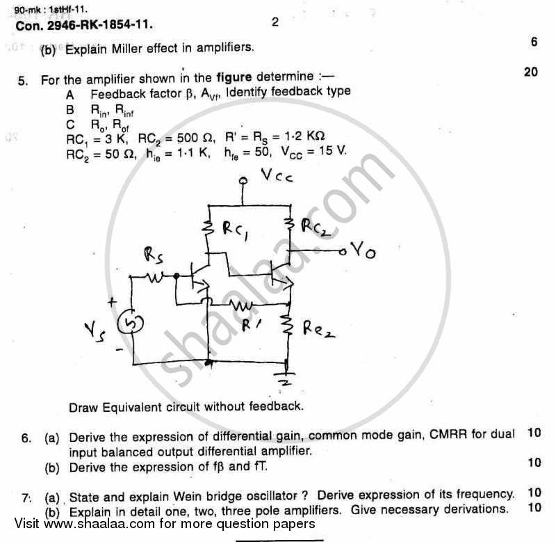 Electronic Circuit Analysis and Design 2010-2011 - B.E. - Semester 4 (SE Second Year) - University of Mumbai question paper with PDF download